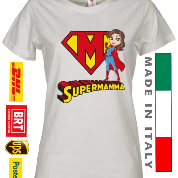 amazon super mamma Idee regalo maglietta super mamma personalizzata festa della mamma con foto logo stampa scritta nome frase festa mamma consegna veloce