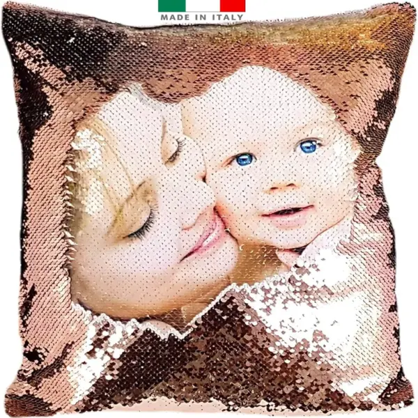 amazon Cuscino Paillettes Foto personalizzati con foto logo stampa scritta nome frase per mamma cuscini festa della mamma consegna veloce subito