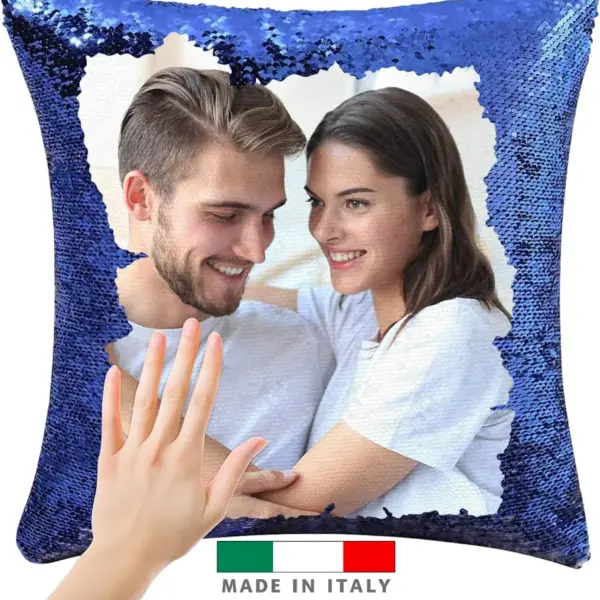 amazon Cuscino paillettes foto 24 ore consegna veloce personalizzati logo stampa scritta nome frase per lui lei uomo donna coppia mamma papa