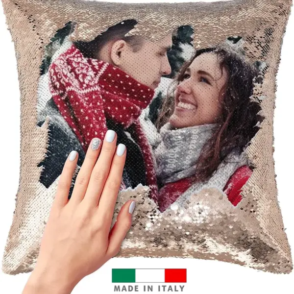 amazon Cuscino paillettes foto e personalizzati con foto logo stampa scritta nome frase per lui lei uomo donna coppia mamma papa consegna veloce economiche