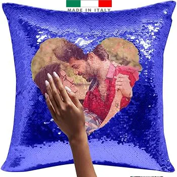 amazon Cuscino paillettes foto e personalizzati con foto logo stampa scritta nome frase per lui lei uomo donna coppia mamma papa consegna veloce novità