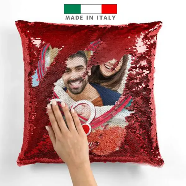 amazon Cuscino paillettes foto e personalizzati con foto logo stampa scritta nome frase per lui lei uomo donna coppia mamma papa consegna veloce originali