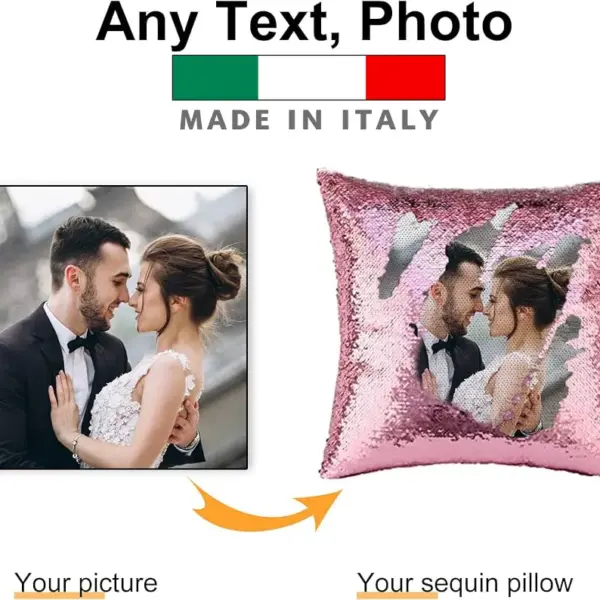 amazon Cuscino paillettes foto e personalizzati con foto logo stampa scritta nome frase per lui lei uomo donna coppia mamma papa consegna veloce uniche