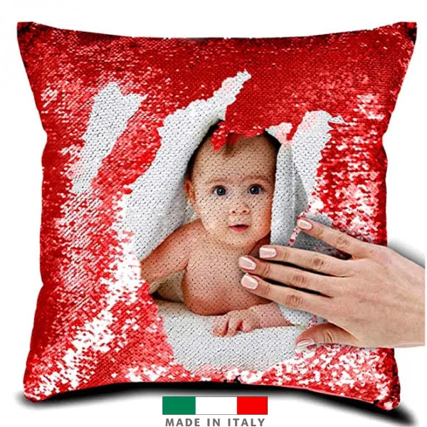 amazon Cuscino paillettes foto e personalizzati con foto logo stampa scritta nome frase per lui lei uomo donna coppia mamma papa consegna veloce