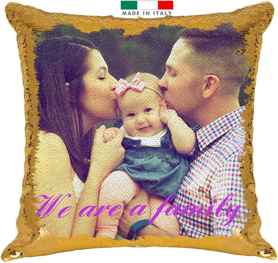 amazon Cuscino paillettes foto personalizzati con foto logo stampa scritta nome frase per mamma cuscini festa della mamma consegna veloce novità